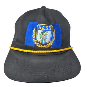 Innovative Products Mens Snapback Mesh Back Hat Black OSFA Vintage Bass Logo USA